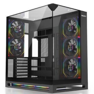 صندوق ألعاب ماجيستي فالكون اكس Mid Tower تبريد 8 مراوح ARGB دعم لوحات ATXمنفذ Type-C و USB 3.0 تصميم هاي إند | أسود-Z.17790248415536108