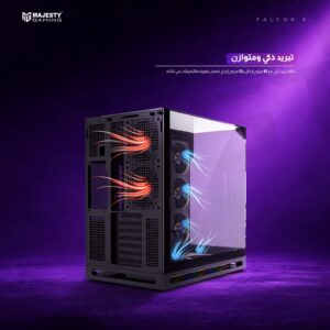 صندوق ألعاب ماجيستي فالكون اكس Mid Tower تبريد 8 مراوح ARGB دعم لوحات ATXمنفذ Type-C و USB 3.0 تصميم هاي إند | أسود-Z.17790248415536108
