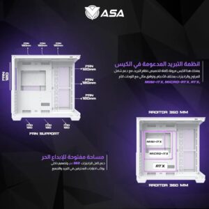 صندوق كمبيوتر ASA VANGUARD MID TOWER 7FANSلون ابيض - Z.17686666834385917