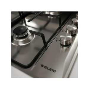 سطح جليم بلت-إن، 58.5سم، 4عيون غاز، تحكم جانبي GTL64IX | Glem Built-In Gas Hob, 58.5 cm, 4 Gas Burners, Side Control.