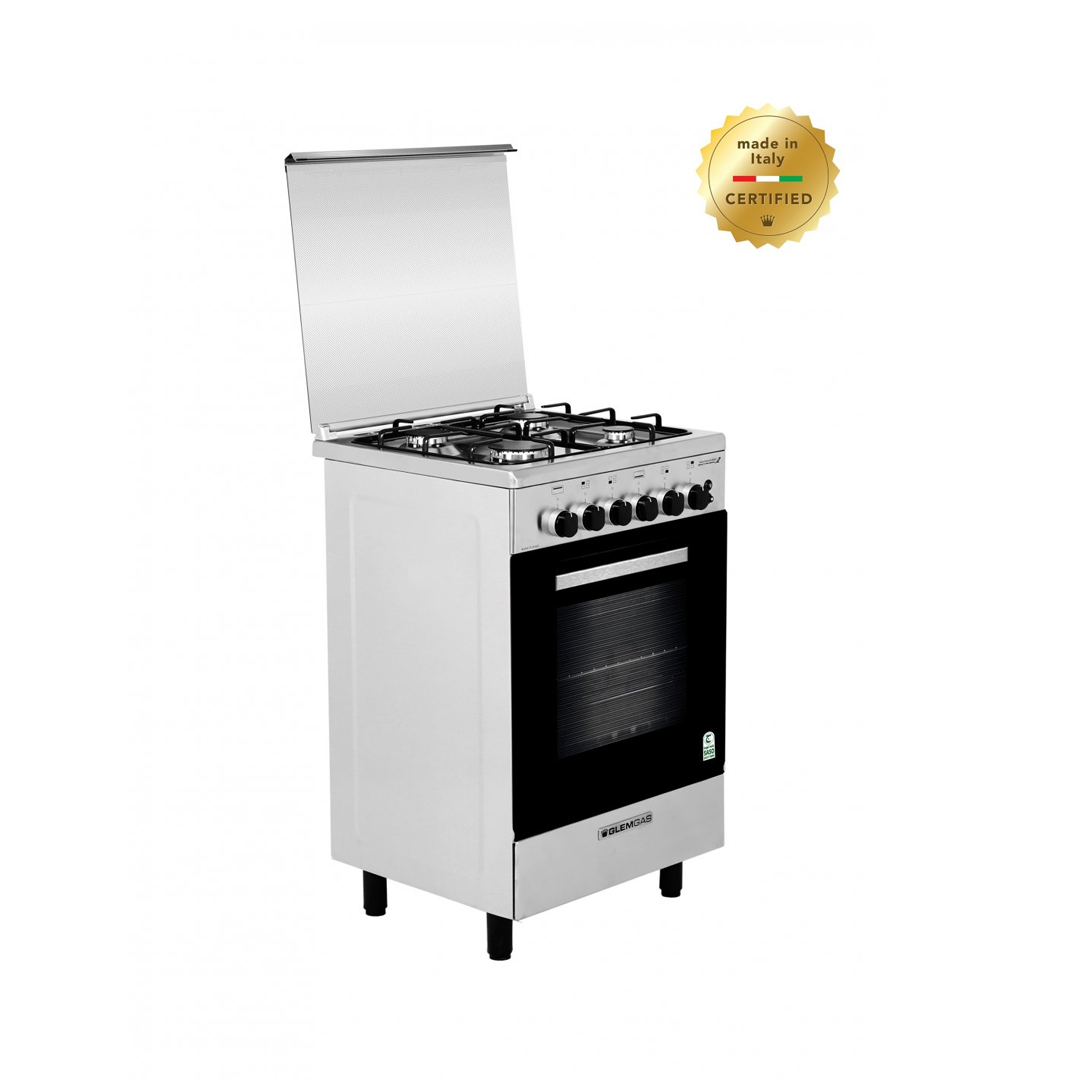 فرن جليم غاز 50*53، 4 شعلات، أمان تام ـ أستيل AL554GIFS | Glem Gas Cooker, 50 × 53 cm, 4 Burners, Full Safety, Stainless Steel. - الصورة 2