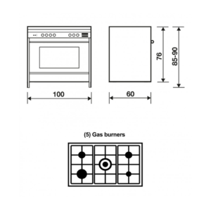 فرن جليم غاز 60 * 100 غاز,استيل امان كامل HT167GIFSMFAF | Glem Gas Cooker, 60 × 100 cm, Gas, Stainless Steel, Full Safety.