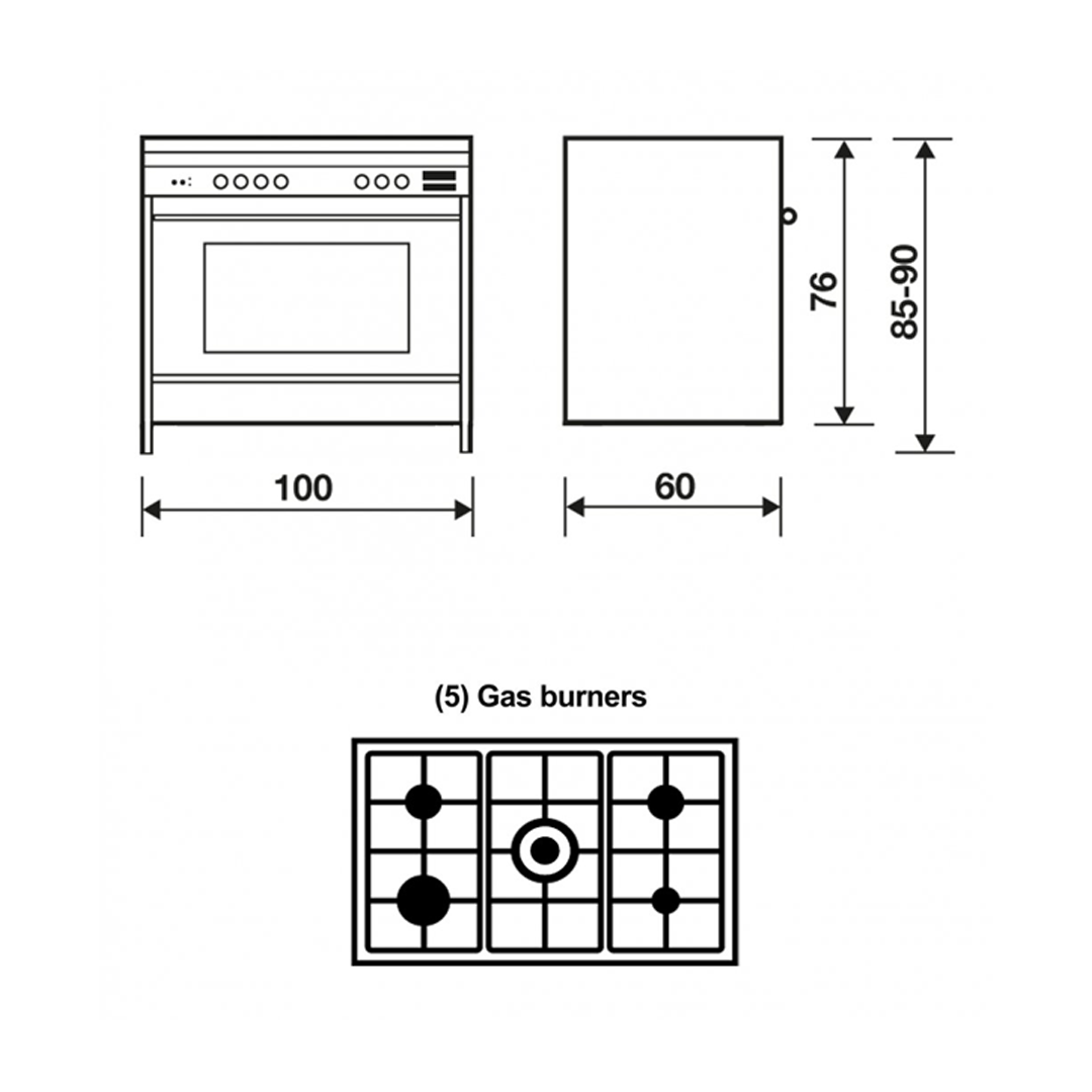 فرن جليم غاز 60 * 100 غاز,استيل امان كامل HT167GIFSMFAF | Glem Gas Cooker, 60 × 100 cm, Gas, Stainless Steel, Full Safety. - الصورة 3