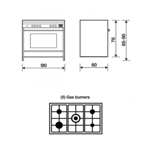 فرن جليم غاز 60*90 غاز,استيل امان كامل HT967GIFSMFAF | Glem Gas 60×90 gas cooker, stainless steel, full safety system.
