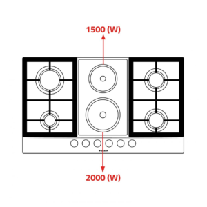 سطح جليم بلت-إن، 86سم، 4عيون غاز&2عين كهرباء P9FVCGI | Glem Built-in Hob 86 cm, 4 Gas Burners & 2 Electric Hotplates