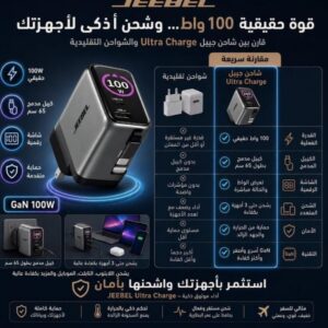 شاحن جداري جيبيل بقوة 100 واط بتقنية GaN مع شاشة رقمية وكابل مدمج -Z.17798123668520672