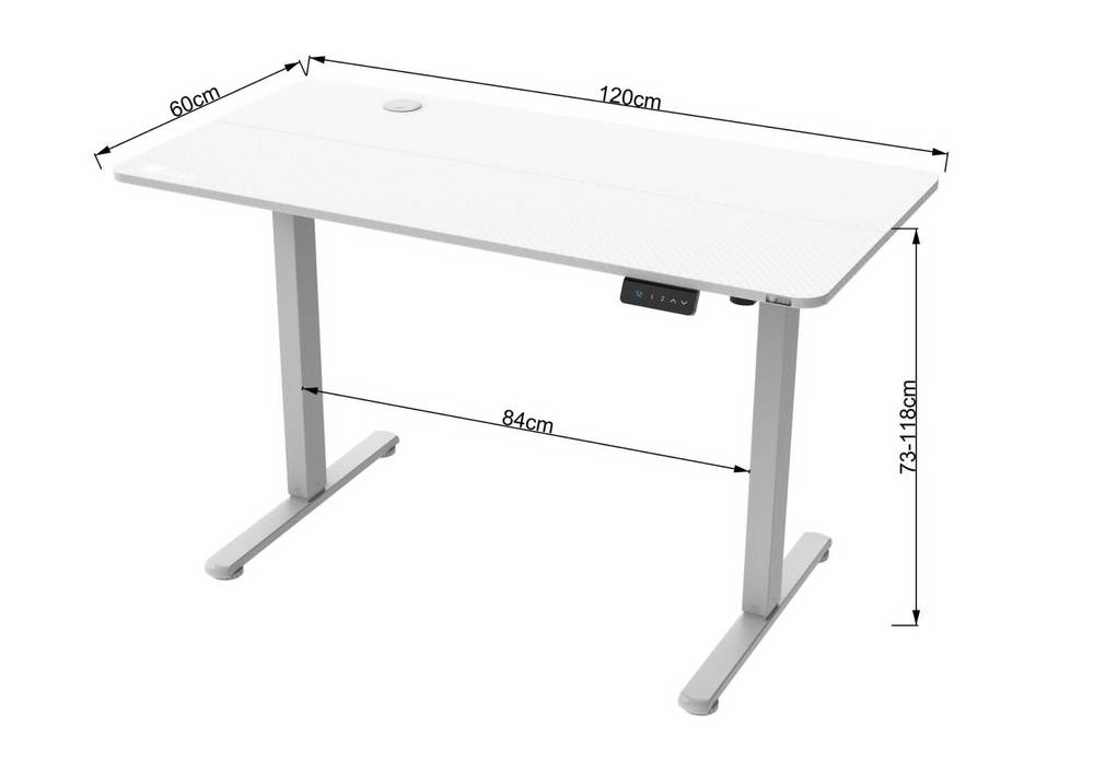 طاولة قيمنق ومكتب كهربائي هيدروليك ASA أبعاد (120x60x73 سم)- أبيض -0653998574291 - الصورة 4