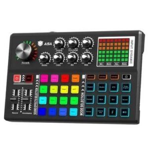 مكسر صوت احترافي وبطاقة صوت للبث المباشر ASA PROFESSIONAL MIXER A12 - أسود-0653998574703