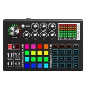 مكسر صوت احترافي وبطاقة صوت للبث المباشر ASA PROFESSIONAL MIXER A12 - أسود-0653998574703