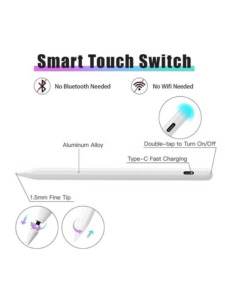 قلم لمس ذكي عالمي CHAPPELINE Stylus Pen شحن Type-C للأجهزة اللوحية - لون أبيض-6973023471246 - الصورة 3